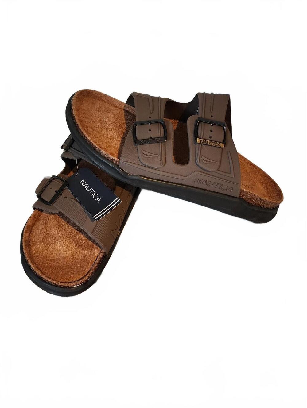 Nautica Men's Triun 4 Chocolate Brown Double Buckle Sandals Size 11